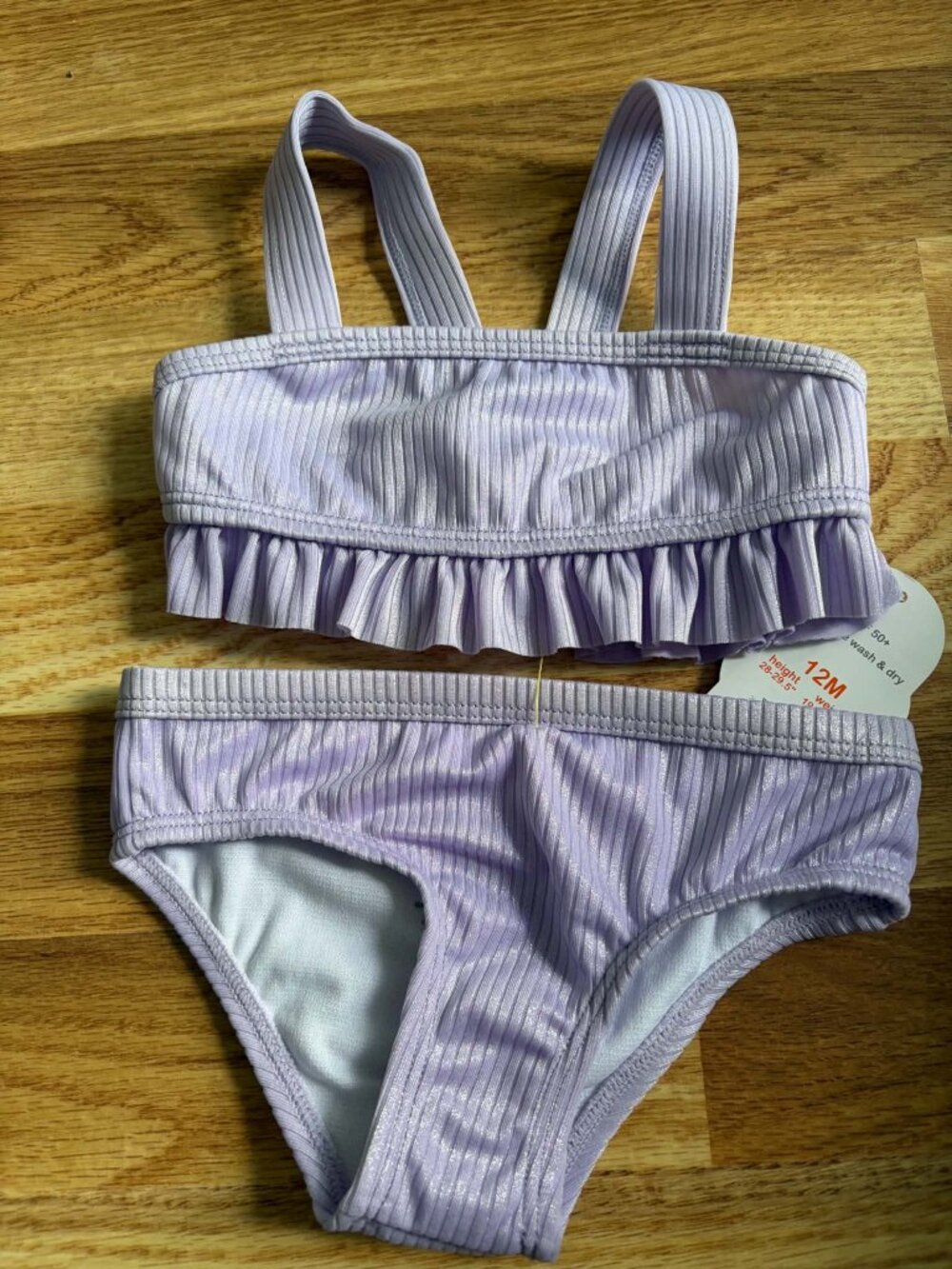 NWT 12M Purple Ruffle Two-Piece Infant Swimsuit